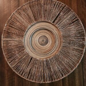 Round Woven wall hanging Boho Natural Jute Raffia Rustic Farmhouse Decor